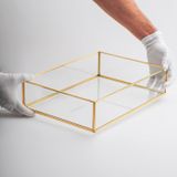 El Crea Designs 35x25x8cm Tepsi Cam Pirinç Gold Damat Kahvesi Nişan Sunum Tepsisi Yapımı