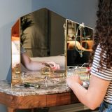 El Crea Designs 80cm x 50cm Makyaj Aynası Pirinç Gold Masaüstü Dekoratif Banyo Yatak Odası Yapımı