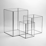El Crea Designs Mumluk Cam Siyah Teraryum Fanus Geometrik Minimal Yapımı Dekoratif Bohem Tarz Ev Ofis Dekor