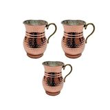 El Dövmesi Bakır Ayran Bardağı, Geleneksel İçecek Bardağı, 9,5 cm (Bakır, 3 adet)