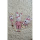 El Emeği Sevimlikız tavşan 3lü amigurumi yeni doğan set uyku ve oyun arkadaşı