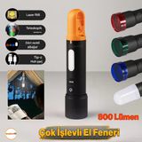 El Feneri 800 Lümen 2000 Metre Menzil 1200 Mah Şarjlı Powerbank Ledli Işık Lambası Su Geçirmez Kamp