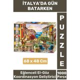 El Göz Koordinasyon Beceri Görsel Algı Geliştirici 1000 Parça Çocuk Puzzle Italya'da Gün Batarken