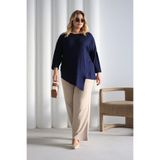 EL İŞİ Asimetrik Kesim Desenli Oversize Bluz Büyük Beden ZPLUS XXL