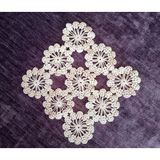 El İşi Dantel Çiçekli Tığ İşi Bej 16X17cm