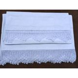 El Işi Dantel Işlemeli Tek Kişilik Mavi Çarşaf Yastık Kılıfı Takımı Çeyizlik Hediyelik - 220 x 150 cm
