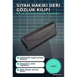 El Işi Hakiki Deri Siyah Gözlük Kılıfı 15.5X6 Cm Erkek Kadın Hediyelik Bx-313514