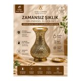 El İşlemeli Eskitme Desenli Bakır & Gold Sarı Pirinç Vazo 23 cm – El İşçiliği Dekoratif Salon Mutfak Konsol Çiçeklik ve Ofis Vazosu Obje Bakır Pirinç