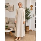El Moda Kadın Taş Rengi Ayarlanabilir Ip Askılı Jile Elbise - L - XL - Açık Taş Rengi