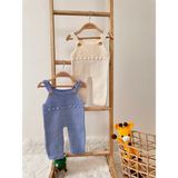 El Örgüsü %100 Organik Pamuk Bebek Salopet Unisex - 0 - 3 Ay - Açık Ekru