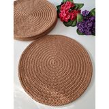 El Örgüsü 6 Adet Polyester Makrome 35 cm Yuvarlak Supla-Amerikan Servisi - 35 x 35 cm - Sütlü Kahve