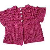 El Örgüsü bebe hırkası kız bebek - Fuşya