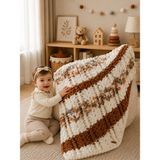 El Örgüsü Bebek Battaniyesi Alize Puffy Bebek ve Çocuk Battaniyesi Premium Bebek Hediyesi - 95x100 cm - Açık Kahverengi
