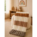 El Örgüsü Bebek Battaniyesi Alize Puffy Bebek ve Çocuk Battaniyesi Premium Tasarım - 95x100 cm - Koyu Kahverengi