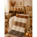 El Örgüsü Bebek Battaniyesi Alize Puffy Bebek ve Çocuk Battaniyesi Premium Tasarım Sonbahar Temalı - 95x100 cm - Koyu Kahverengi