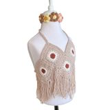 El Örgüsü Bej Boho Bebek Bluzu (4-6 Yaş)