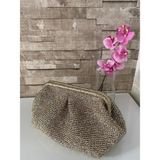 El Örgüsü Clutch Çanta - Metalik Altın