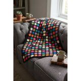 El Örgüsü Etnik Otantik Motifli Siyah Koltuk Şalı (100 Cm X 100 Cm)