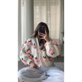 El Örgüsü Gül Detayli Kadın Hırka, Çiçekli Hırka - Standart - Pembe