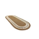El Örgüsü Jüt Runner Oval Şerit Desenli Masa Sehpa Unite Üstü Dekoratif Amerikan Servis Kaymaz Yıkanabilir Bohem Tarz Restorant Ofis Otel Alanlarınız İçin Dekor (BEJ-HASIR, 30 X 70 CM)