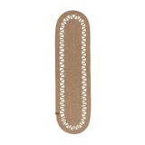 El Örgüsü Jüt Runner Oval Şerit Desenli Masa Sehpa Unite Üstü Dekoratif Amerikan Servis Kaymaz Yıkanabilir Bohem Tarz Restorant Ofis Otel Alanlarınız İçin Dekor (HASIR, 35 X 100 CM)