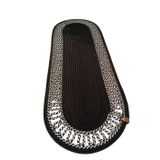 El Örgüsü Jüt Runner Oval Şerit Desenli Masa Sehpa Unite Üstü Dekoratif Amerikan Servis Kaymaz Yıkanabilir Bohem Tarz Restorant Ofis Otel Alanlarınız İçin Dekor (SİYAH-BEYAZKIRÇIL, 35 X 100 CM)
