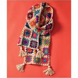 El Örgüsü Kadın Atkı Tığ Işi Motif Patchwork Kış Sezonu Renkli Desenli - Çok Renkli - Standart