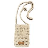 El Örgüsü Mini Çapraz Askılı Telefon/Günlük Çanta Makrome Krem 12x18