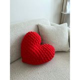 El Örgüsü Puffy Kalpki Yastık - 35 x 45 cm - Kırmızı