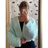 El Örgüsü Puffy Polar Chunky Hırka, Ceket - L - XL - Yeşil
