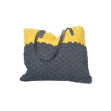 El Örgüsü Sarı-siyah Kağıt Ipten Kadın Omuz Çantası, Tote Bag El Yapımı