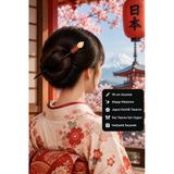 El Oyması Ahşap Japon Esintili Saç Topuzu Çubuğu Dekoratif Kadın Saç Tokası