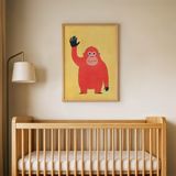 El Sallayan Orangutan Çocuk Odası Duvar Posteri Çerçeveli Tablo Duvar Dekorasyonu - 30 x 40 - Ahşap Çerçeveli