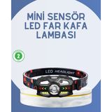El Sensörlü LED Far Suya Dayanıklı Şarjlı Kafa Lambası - HS5262-9682 - Çok Renkli