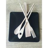 El Yapımı 4 Parça Ahşap Kaşık Mutfak Seti, Tahta Kaşık, Çatal, Spatula 30 Cm, 4pcs - Çok Renkli