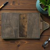 El Yapımı A5 Deri Defter Ajanda Kitap Kılıfı Organizer, Kalem Bölmeli, 170x224x20mm (Kahve)
