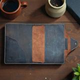 El Yapımı A5 Deri Defter Ajanda Kitap Kılıfı Organizer, Kalem Bölmeli, 170x224x20mm (Kahverengi Outdoor)