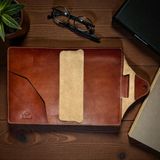 El Yapımı A5 Deri Defter Ajanda Kitap Kılıfı Organizer, Kalem Bölmeli, 170x224x20mm (Kahverengi Vejetal)
