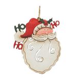El Yapımı Ahşap Noel Baba Asılı Süs, Ho Ho Ho Yazılı, İpli, Noel Ağacı ve Ev Dekorasyonu için Şık Yılbaşı Süsü