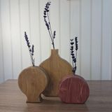 El Yapımı Ahşap Vazo Seti, Masif Çam Ağacı, 3 Parça Dekoratif Vazo, Antik Meşe/Ceviz/Tik Renk Seçenekli, 12-18 cm, Çiçek Düzenlemesi için