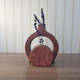 El Yapımı Ahşap Vazo Seti, Masif Çam, Antik Meşe Rengi, 2'li Set, Dekoratif Çiçeklik, 18x18 cm ve 12x12 cm, Rustik Tasarım, Lavanta Aranjmanı için Uygun