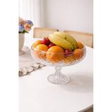 El Yapımı Ayaklı Büyük Boy Cam Salata Meyve Çerez Makarna Sunum Kasesi Şeffaf 23 cm - 1,5 lt