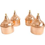 El Yapımı Bakır Baharatlık, Baharat Kavanozu,saklama Kabı - 4 Lü Küçük Set