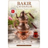 El Yapımı Bakır Balkon Sefalı Büyük Boy Çaydanlık Takımı – Büyük Boy 2 Katlı Semaver Tipi Çaydanlık – Alt Demlik 1,8 L / Üst Demli