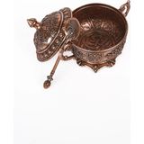 El Yapımı Bakır Zamak Şekerlik, Kaşık Dahil, 11X13 Cm, Şık ve Dayanıklı Tasarım - Seçenek 1 - Altın