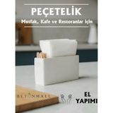 El Yapımı Beton Gri Alçı Peçetelik | Minimal Masa ve Mutfak Dekoru | Kafe & Bar Için - Beyaz