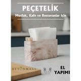 El Yapımı Beton Gri Alçı Peçetelik | Minimal Masa ve Mutfak Dekoru | Kafe & Bar Için - Kahverengi