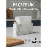 El Yapımı Beton Gri Alçı Peçetelik | Minimal Masa ve Mutfak Dekoru | Kafe & Bar Için - Siyah