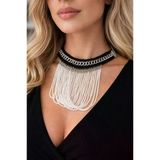 El Yapımı Boncuklu Zincir Detaylı Choker Kolye | Şık Ve Modern Tasarım