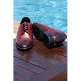 El Yapımı Bordo Renk Oxford Model 7 Cm Boy Uzatan Gizli Topuk Ayakkabı Damatlık Kundura